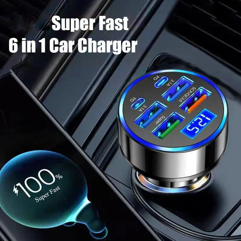 Adaptateur Chargeur Voiture 6 en 1 – 150W Ultra Puissant 🚗⚡