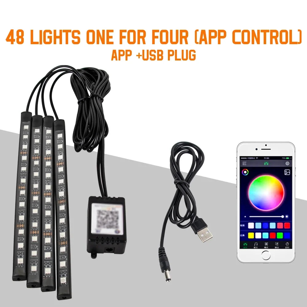 Kit Néon LED RGB Intérieur Voiture ✨