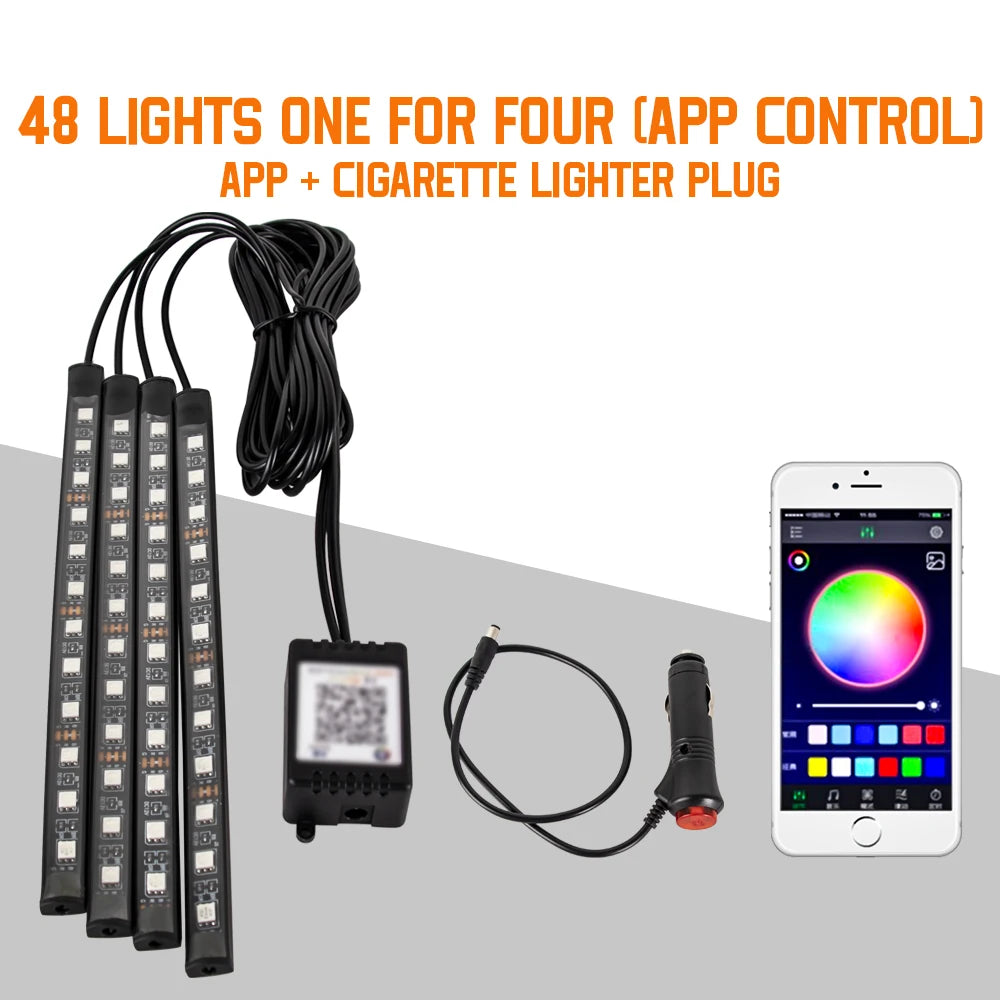 Kit Néon LED RGB Intérieur Voiture ✨
