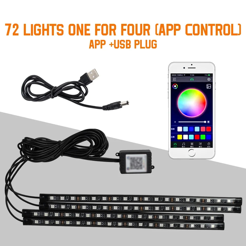 Kit Néon LED RGB Intérieur Voiture ✨