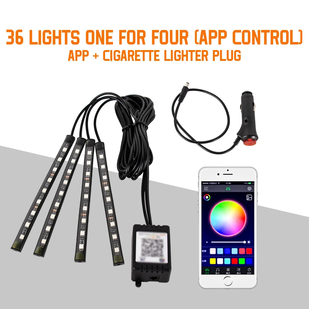 Kit Néon LED RGB Intérieur Voiture ✨