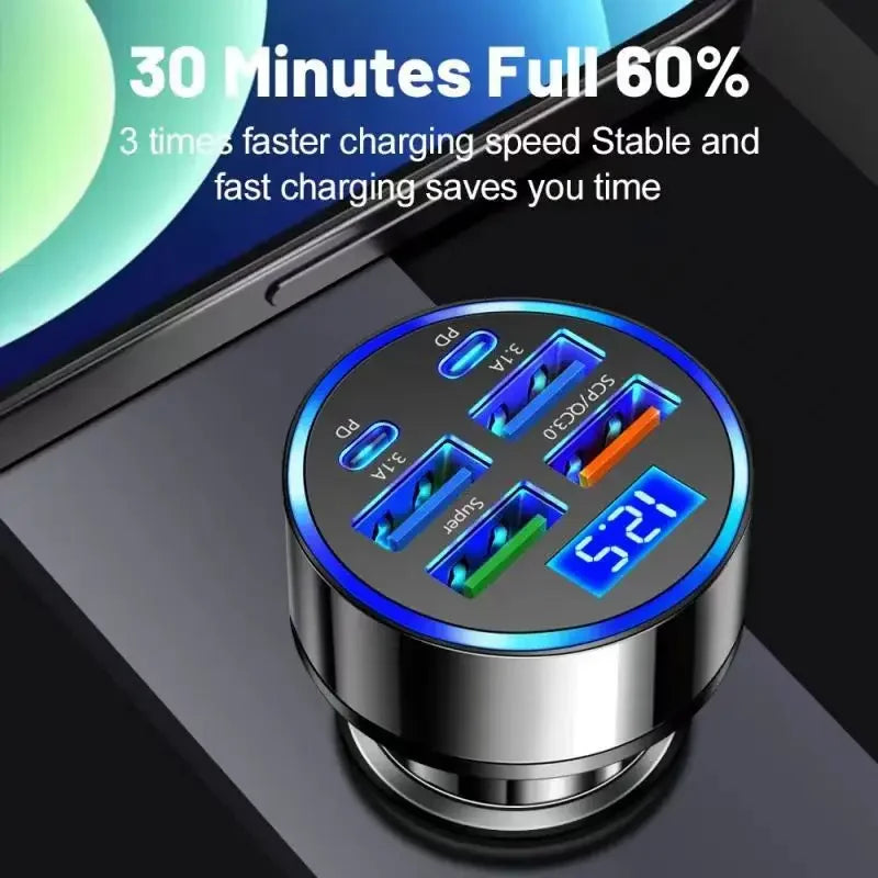 Adaptateur Chargeur Voiture 6 en 1 – 150W Ultra Puissant 🚗⚡