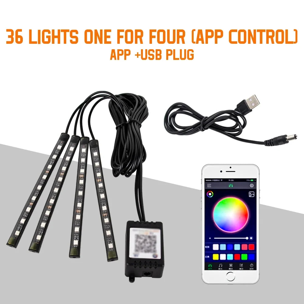 Kit Néon LED RGB Intérieur Voiture ✨