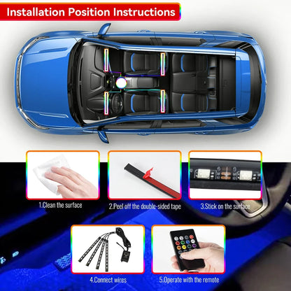 Kit Néon LED RGB Intérieur Voiture ✨